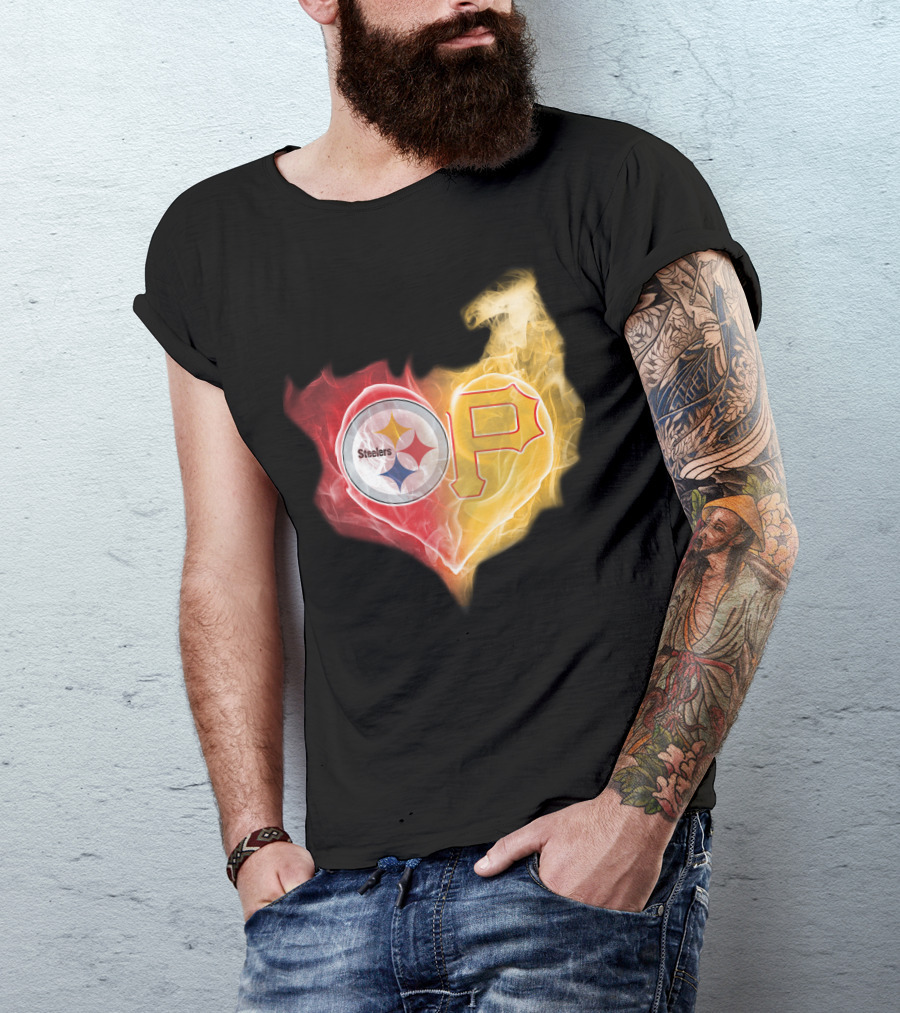 Steelers Pirates Heart Logo T-Shirt