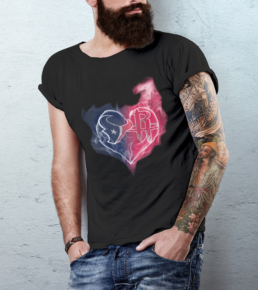 Houston Texans Rockets Heart Logo Fusion T-Shirt