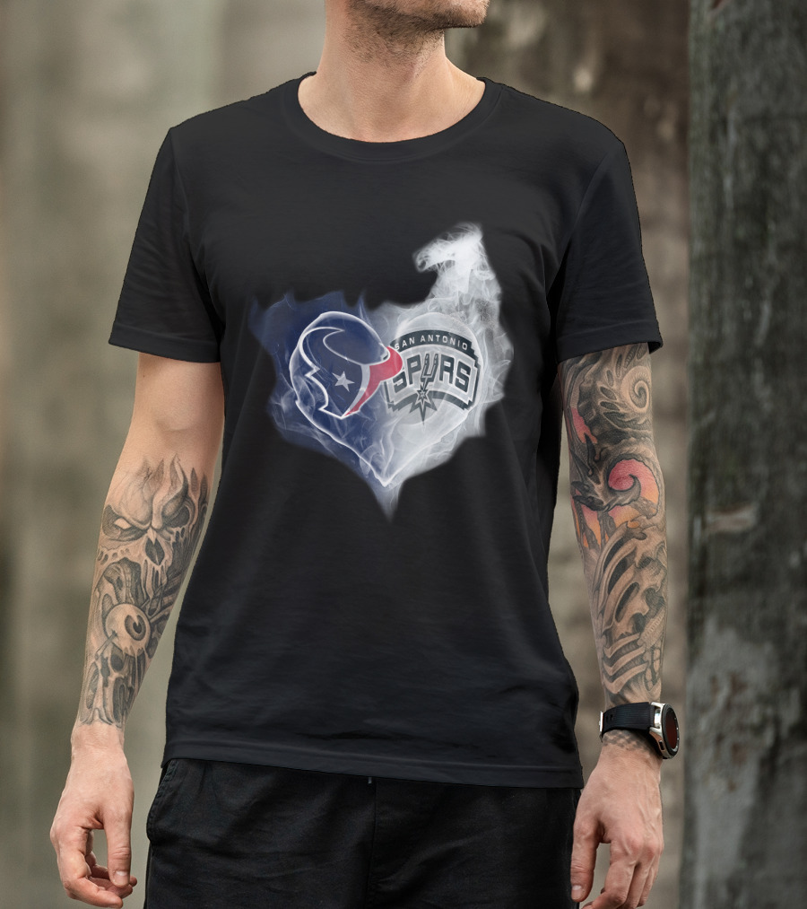 Houston Texans San Antonio Spurs Heart Shape T-Shirt