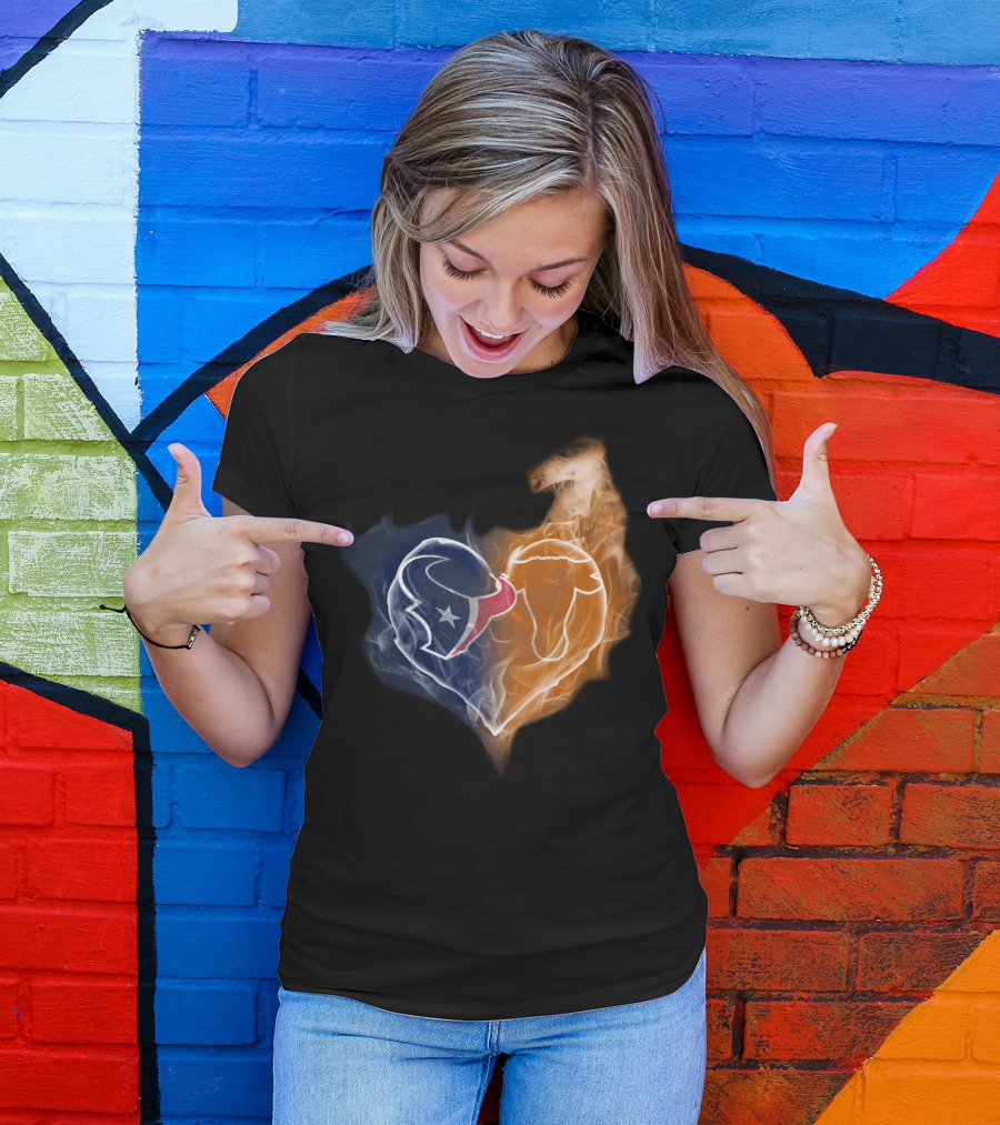 Houston Texans Chicago Bears Heart Smoke T-Shirt