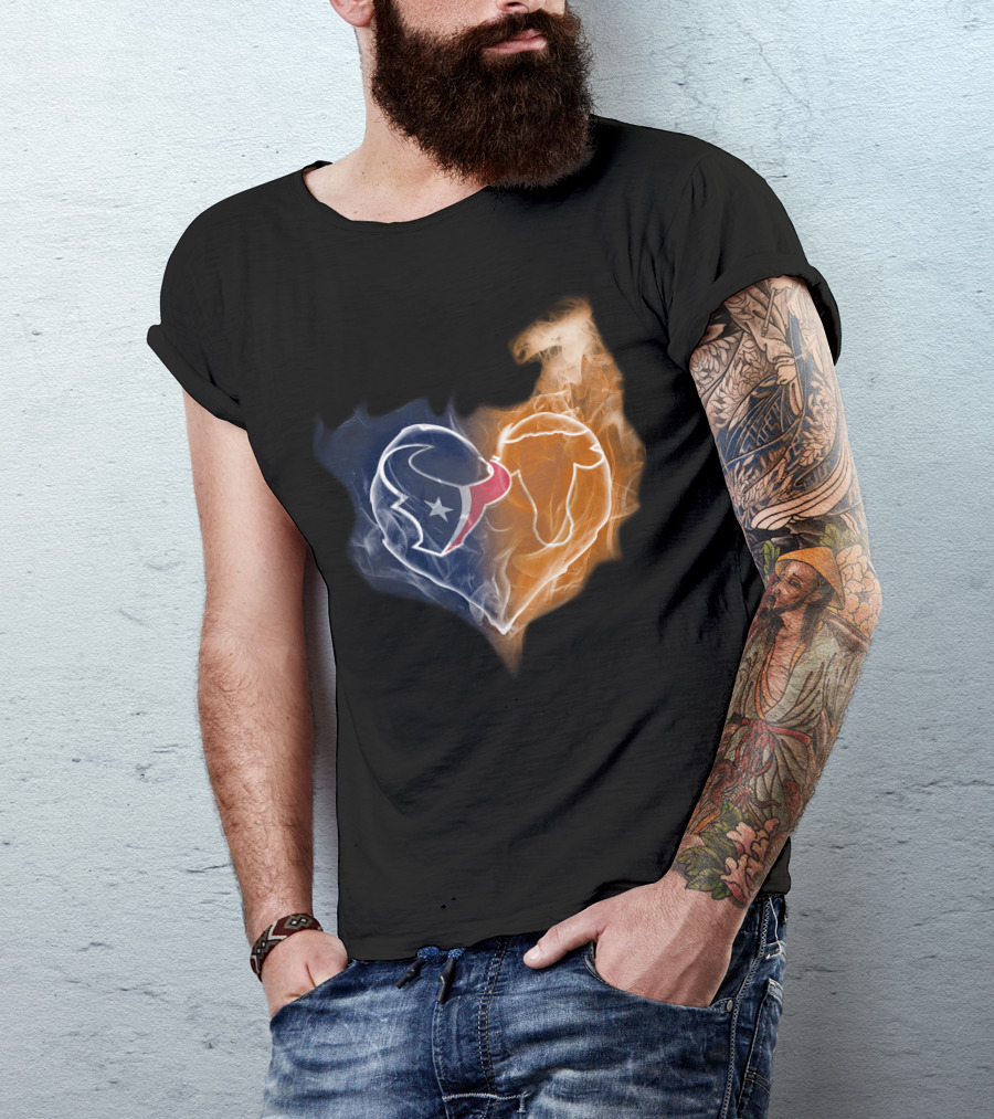 Houston Texans Chicago Bears Heart Smoke T-Shirt