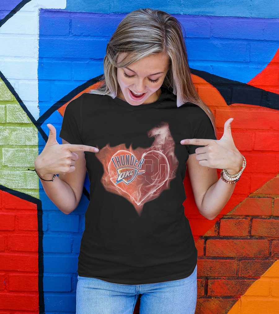 Oklahoma City Thunder Heart Ou Smoke T-Shirt