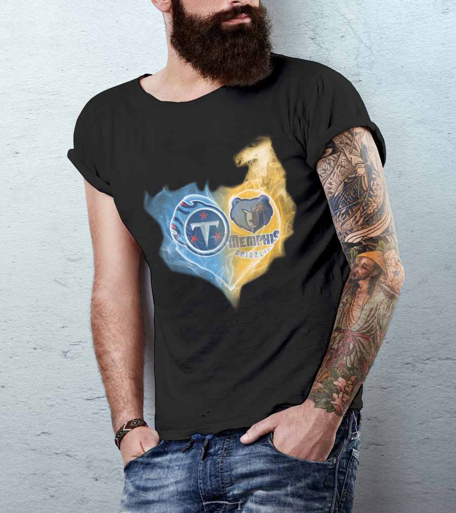 Tennessee Titans Memphis Grizzlies Heart Design T-Shirt