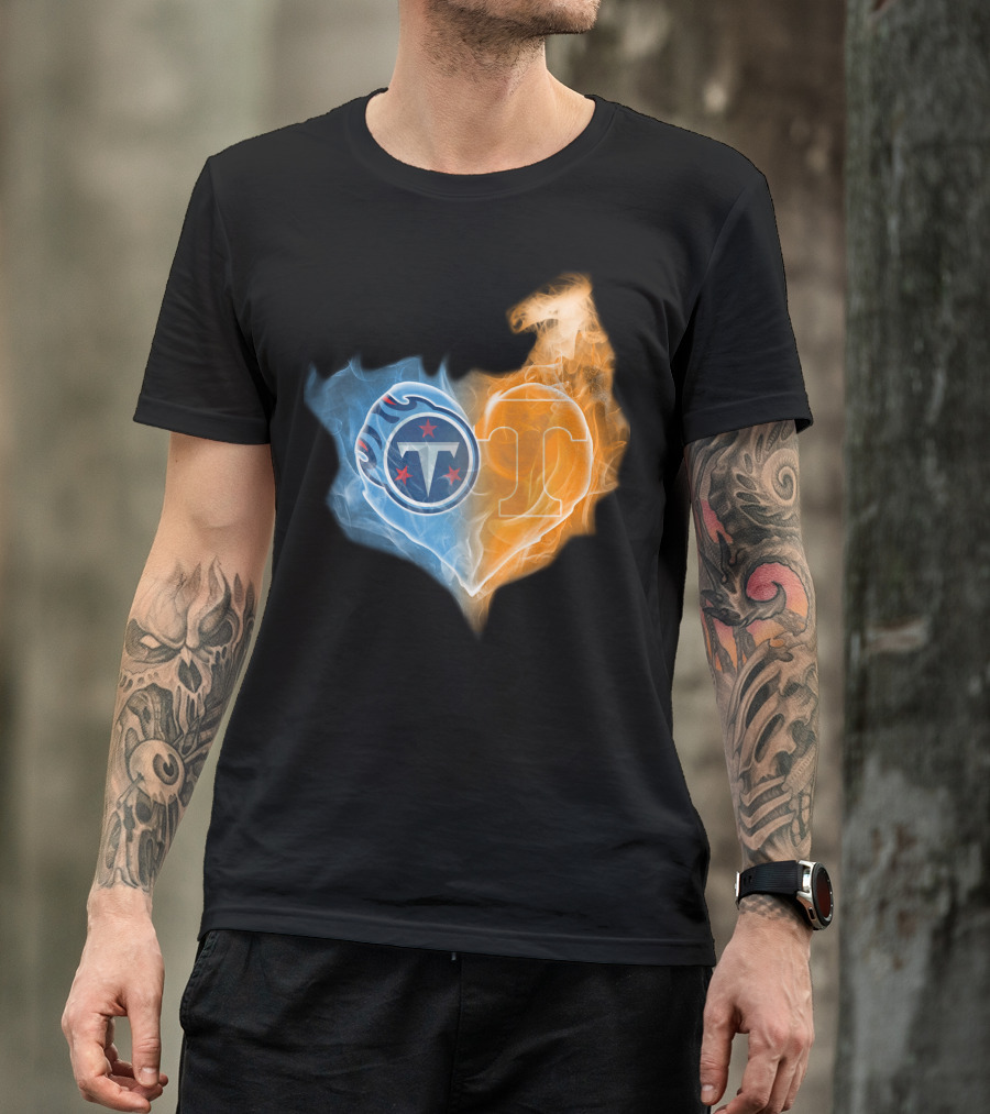 Tennessee Titans Volunteers Heart Flame Fusion T-Shirt