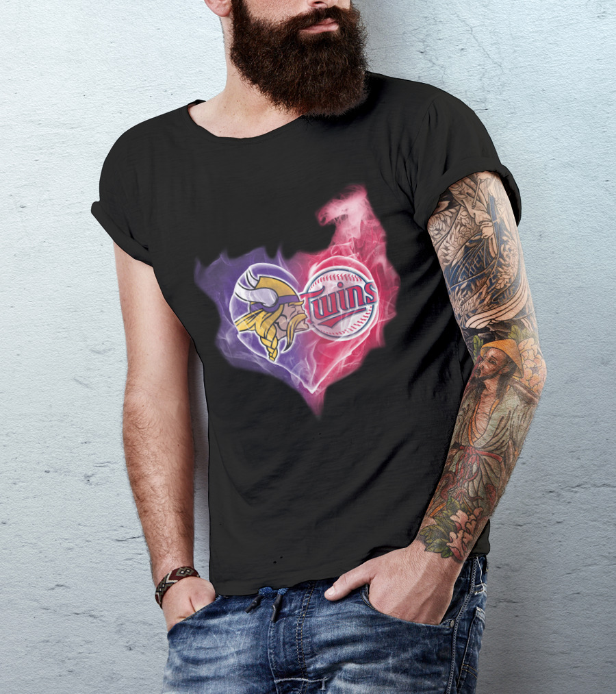 Minnesota Vikings Twins Heart Smoke Unity T-Shirt