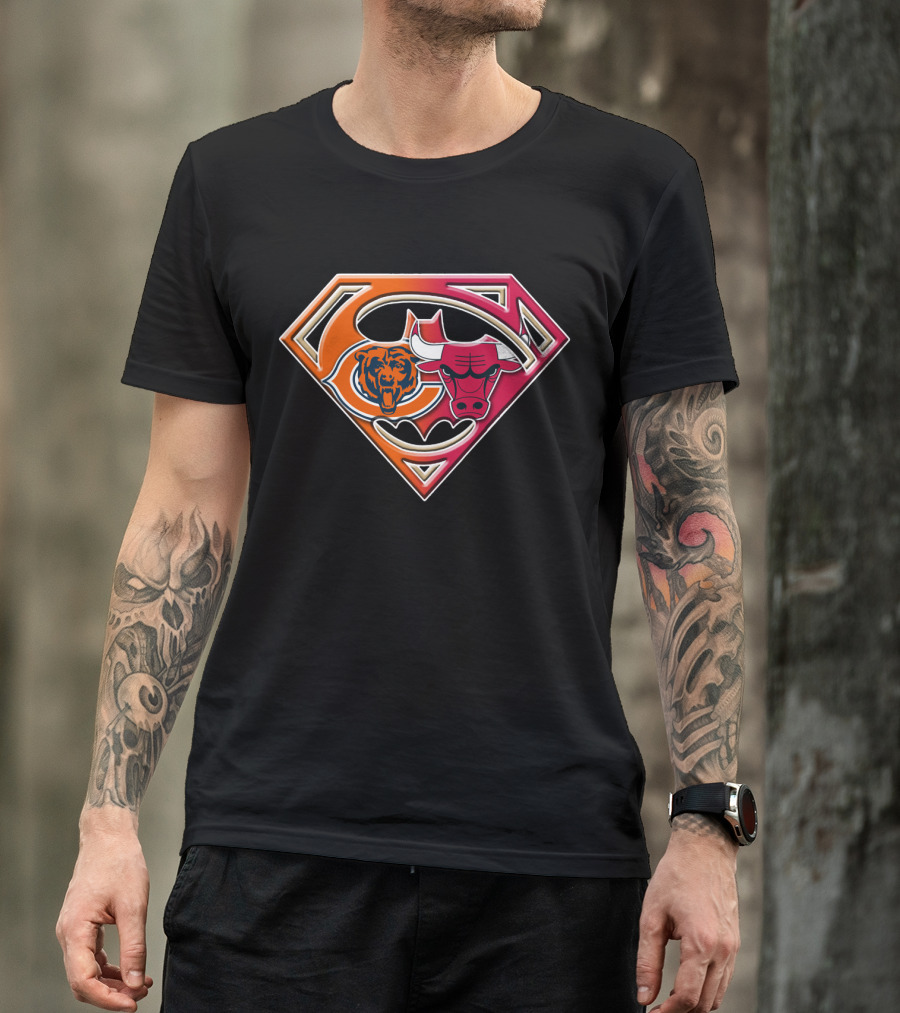 Chicago Bears Bulls Superman Logo Fusion T-Shirt