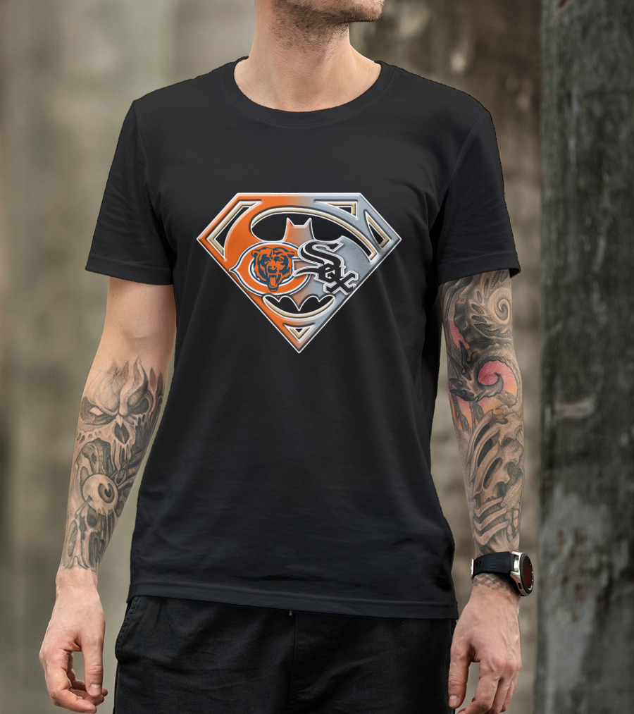 Chicago Bears White Sox Superhero Logo Mix T-Shirt