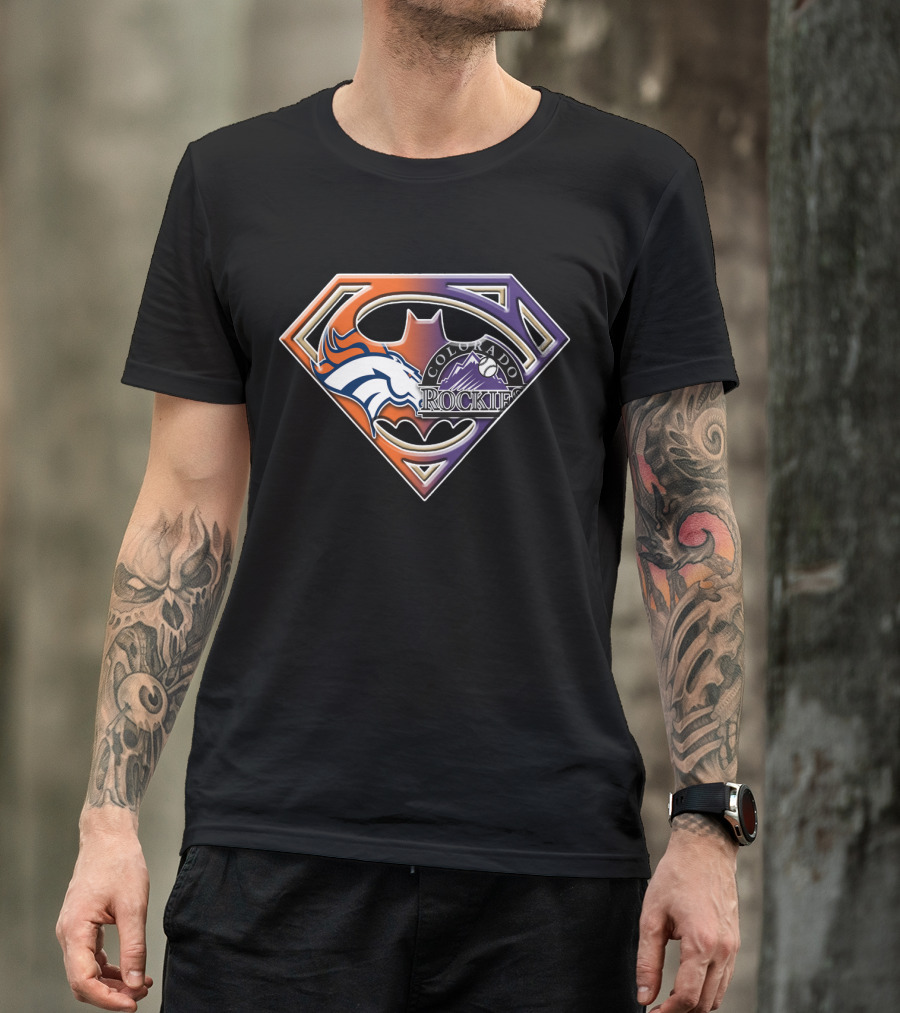 Denver Broncos Colorado Rockies Super Logo Fusion T-Shirt
