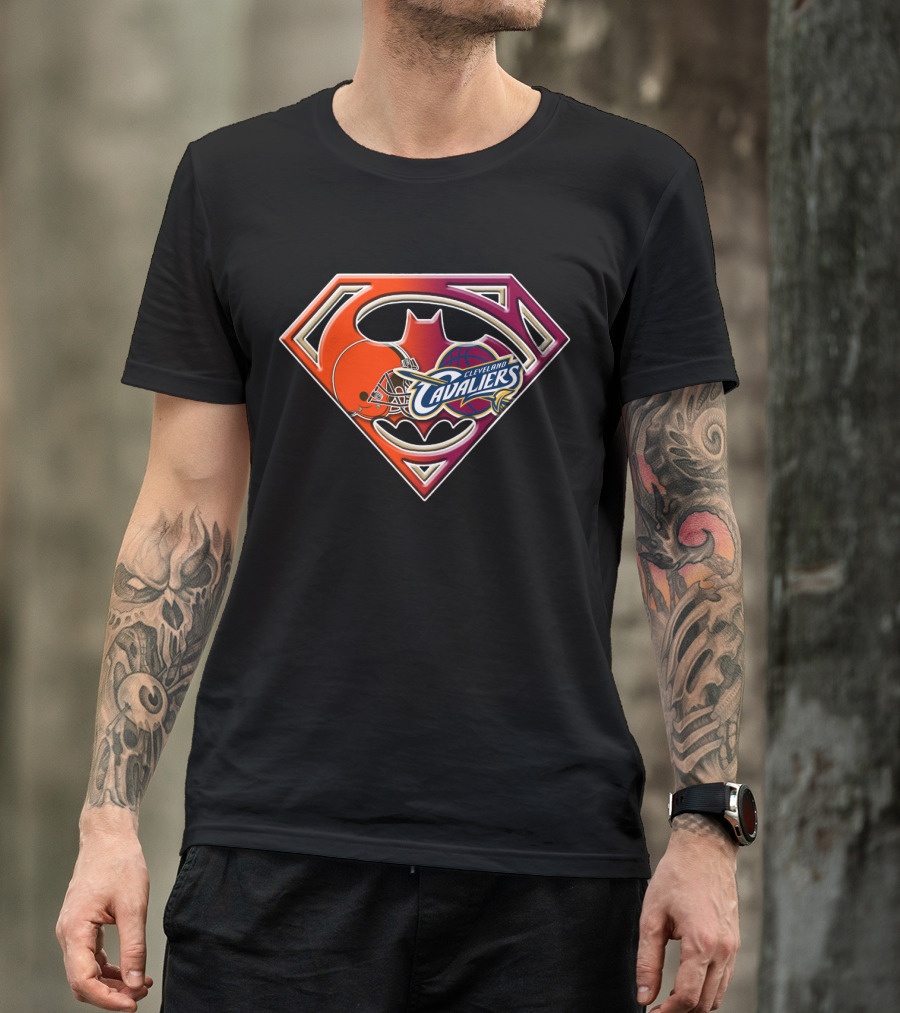 Cleveland Cavaliers Browns Super Bat 021 Logo Fusion T-Shirt