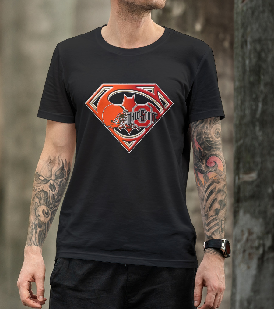 Ohio State Superman Batman Browns Logo Bat T-Shirt