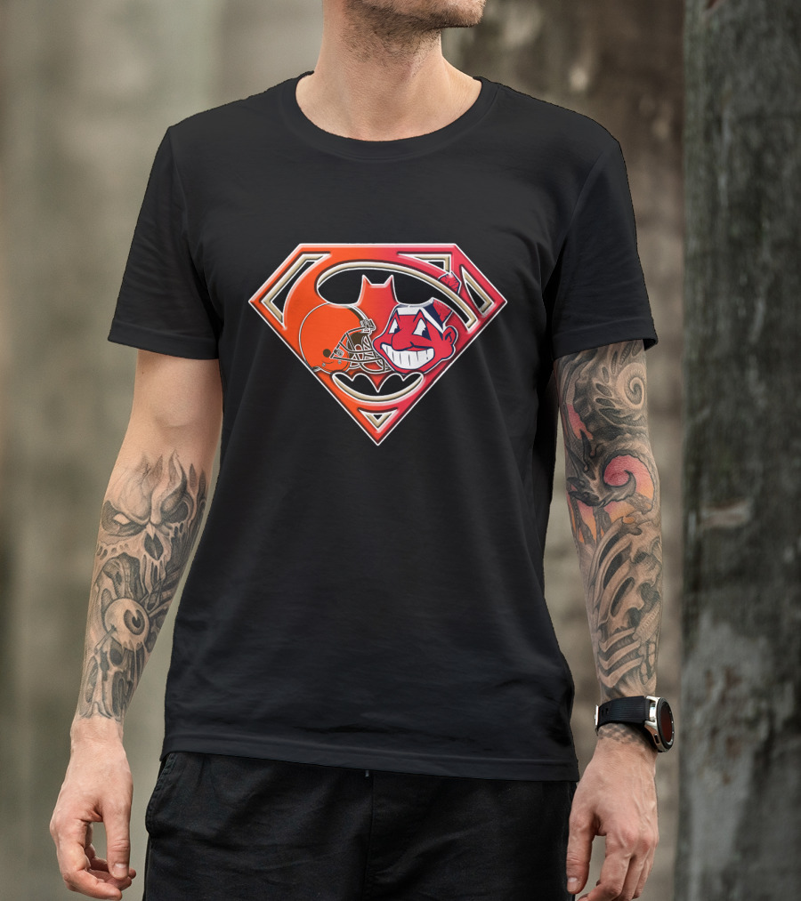 Cleveland Browns Superman Logo Chief Wahoo Fusion T-Shirt