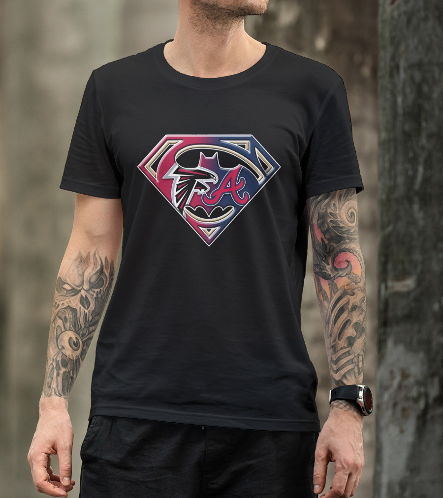 Falcons Braves Superman Batman Shield Emblem Bat T-Shirt
