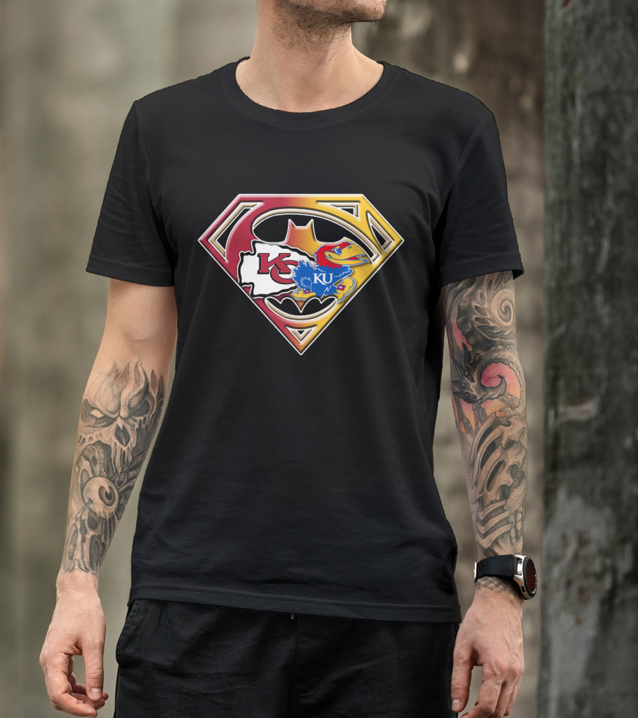 Kansas City Chiefs Kc Ku Jayhawks Superman T-Shirt