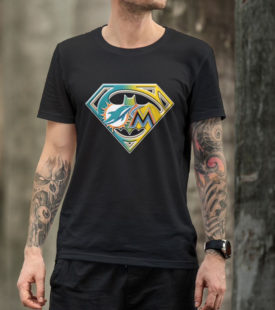 Miami Dolphins Marlins Batman Superman Bat 055 T-Shirt