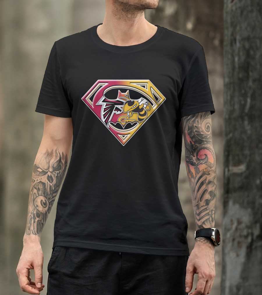 Batman Georgia Tech Yellow Jackets Atlanta Falcons Superman T-Shirt