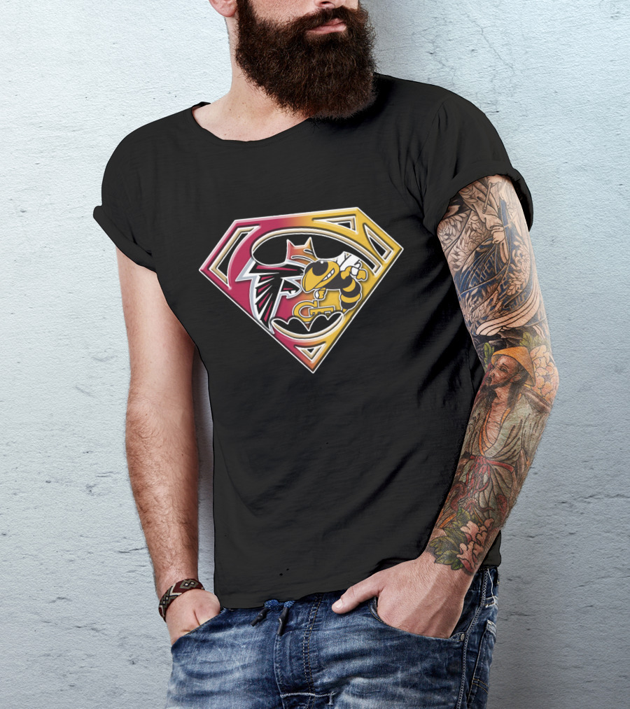 Batman Georgia Tech Yellow Jackets Atlanta Falcons Superman T-Shirt