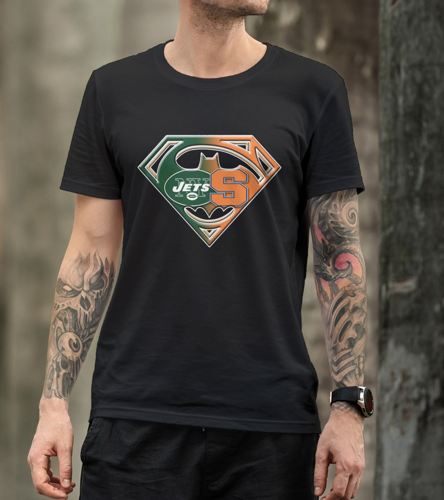 Jets Syracuse Batman Superman Logo Fusion T-Shirt