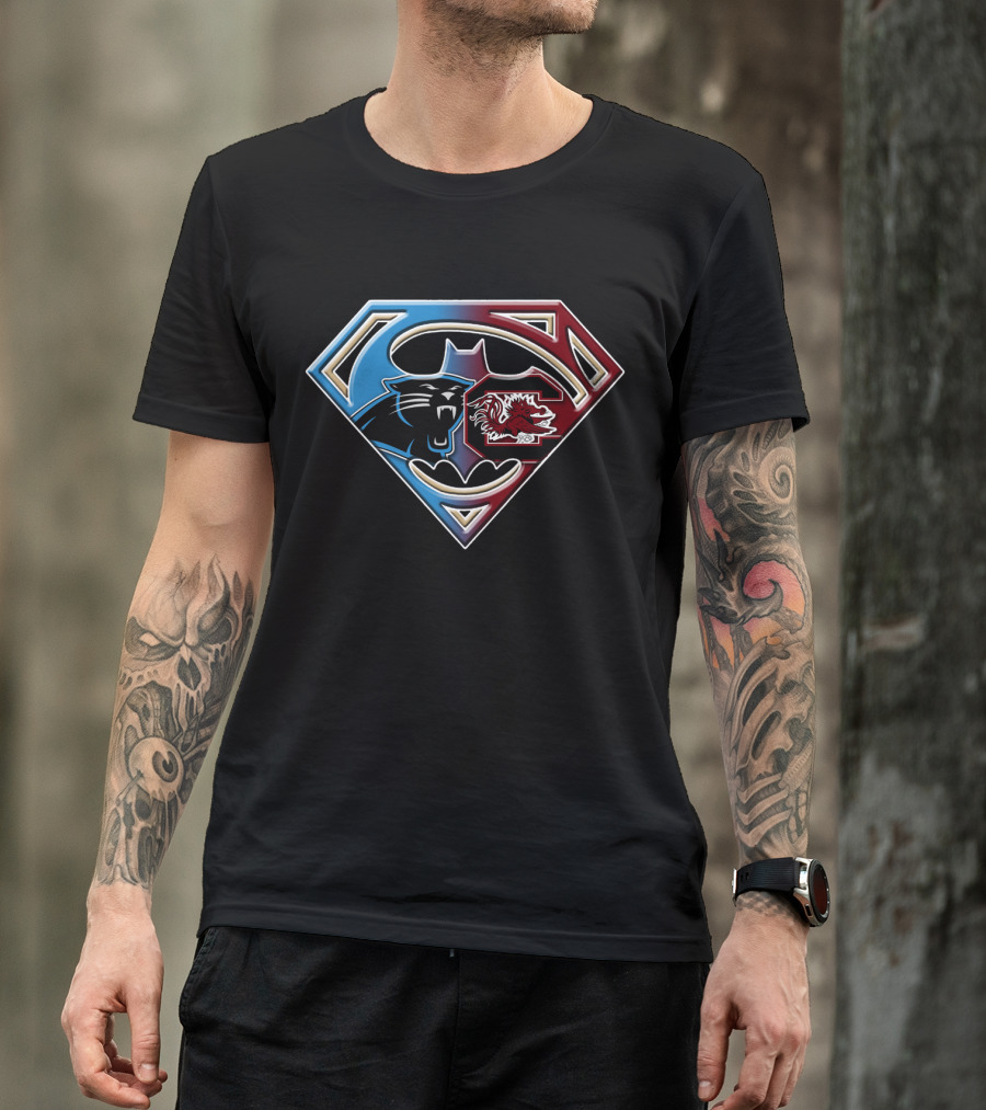 Carolina Panthers South Carolina Gamecocks Superman Shield T-Shirt