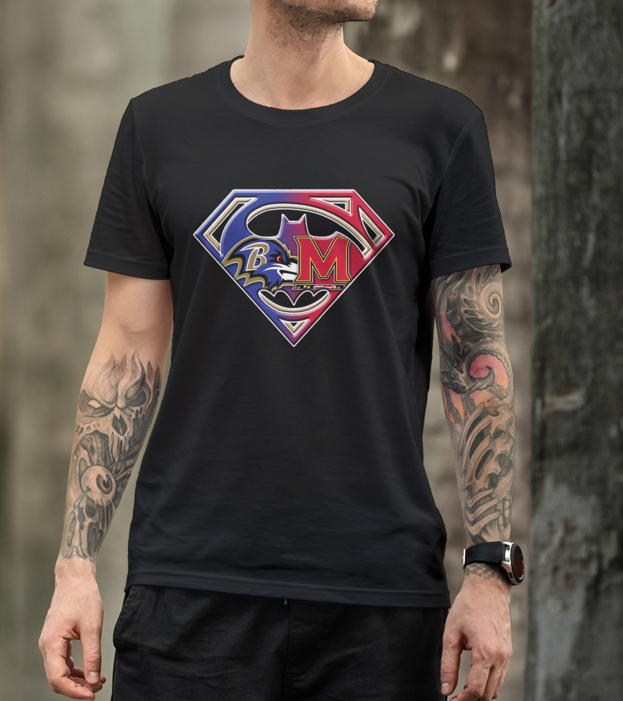 Baltimore Raven Superman Superman Maryland Terrapins T-Shirt