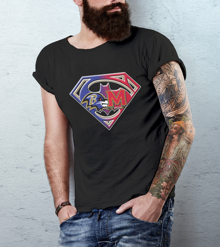 Baltimore Raven Superman Superman Maryland Terrapins T-Shirt
