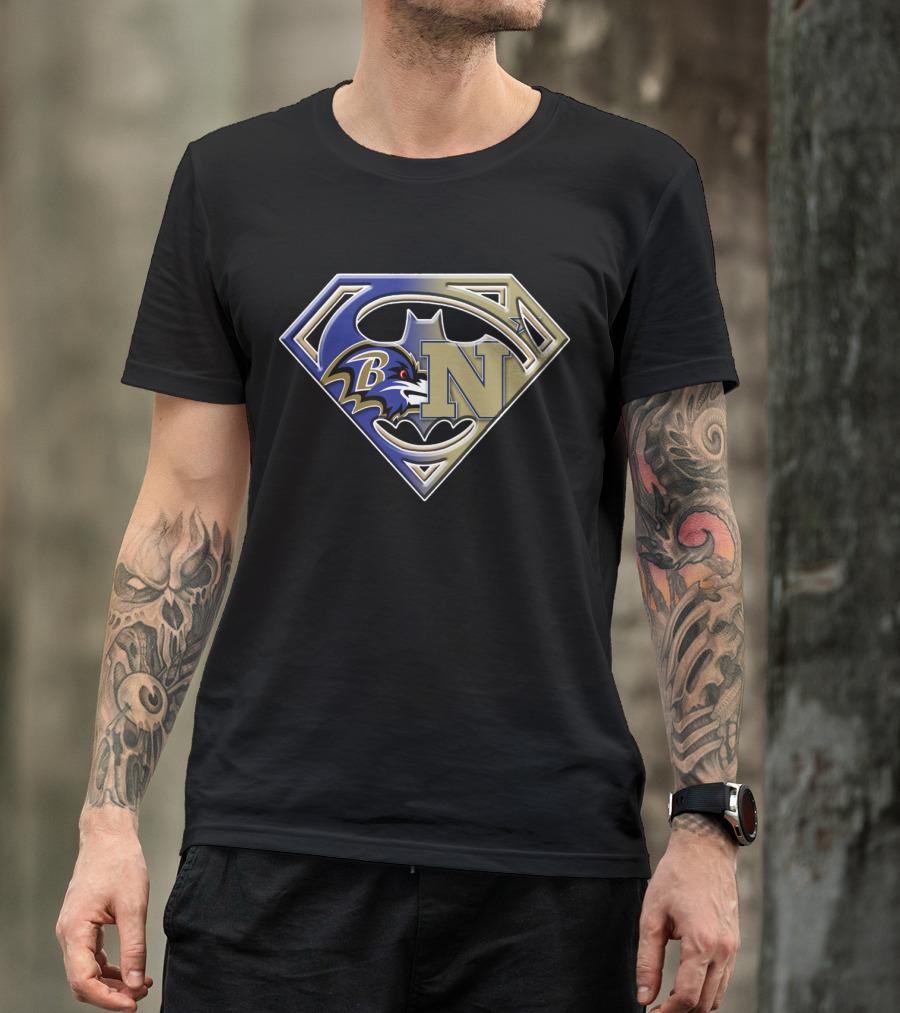 Baltimore Ravens Navy Superman Bat Signal T-Shirt