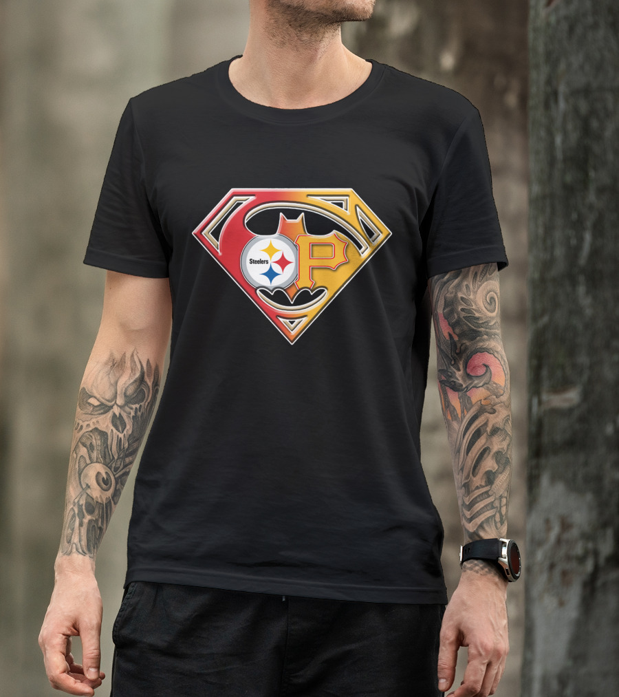 Steelers Pirates Superman Batman Logo Combo T-Shirt