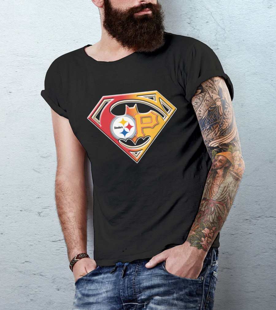 Steelers Pirates Superman Batman Logo Combo T-Shirt