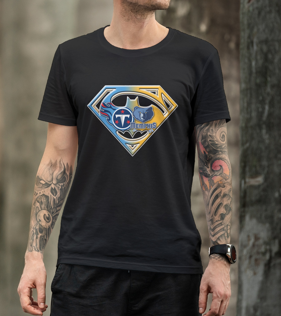 Memphis Grizzlies And Tennessee Titans Superhero Crossover Bat 128 T-Shirt
