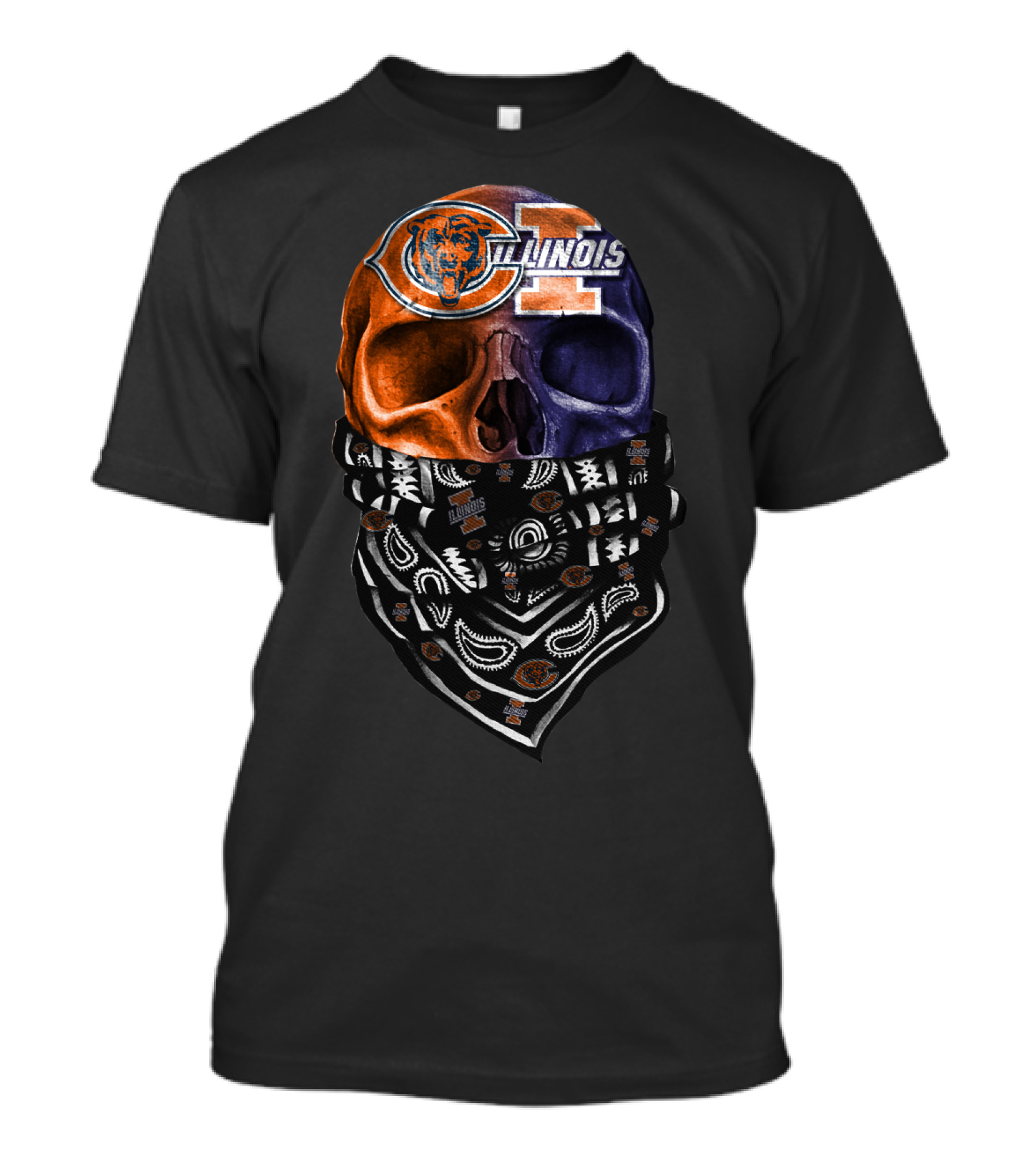 Chicago Bears Illinois Skull Bandana T-Shirt