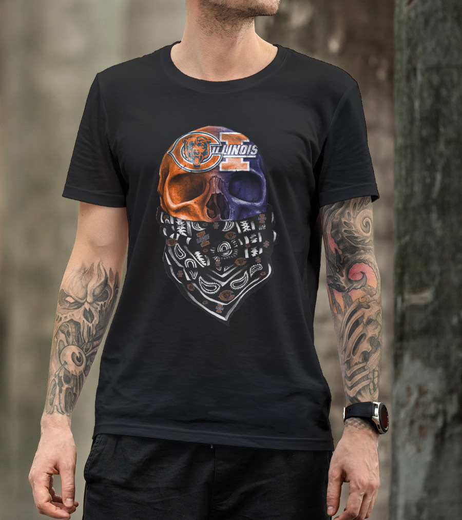 Chicago Bears Illinois Skull Bandana T-Shirt