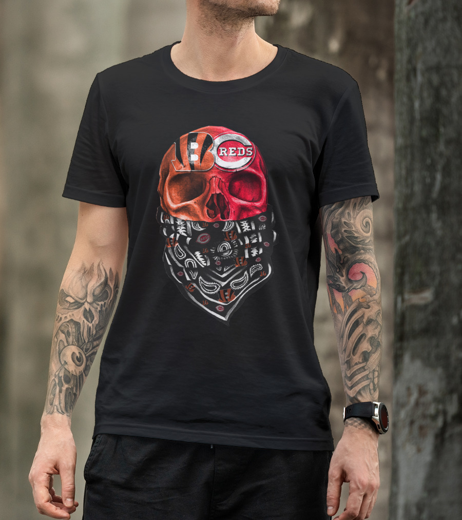 Bengals Reds Skull Bandana T-Shirt