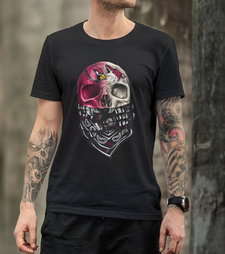 Arizona Cardinals Chicago Blackhawks Skull Bandana T-Shirt