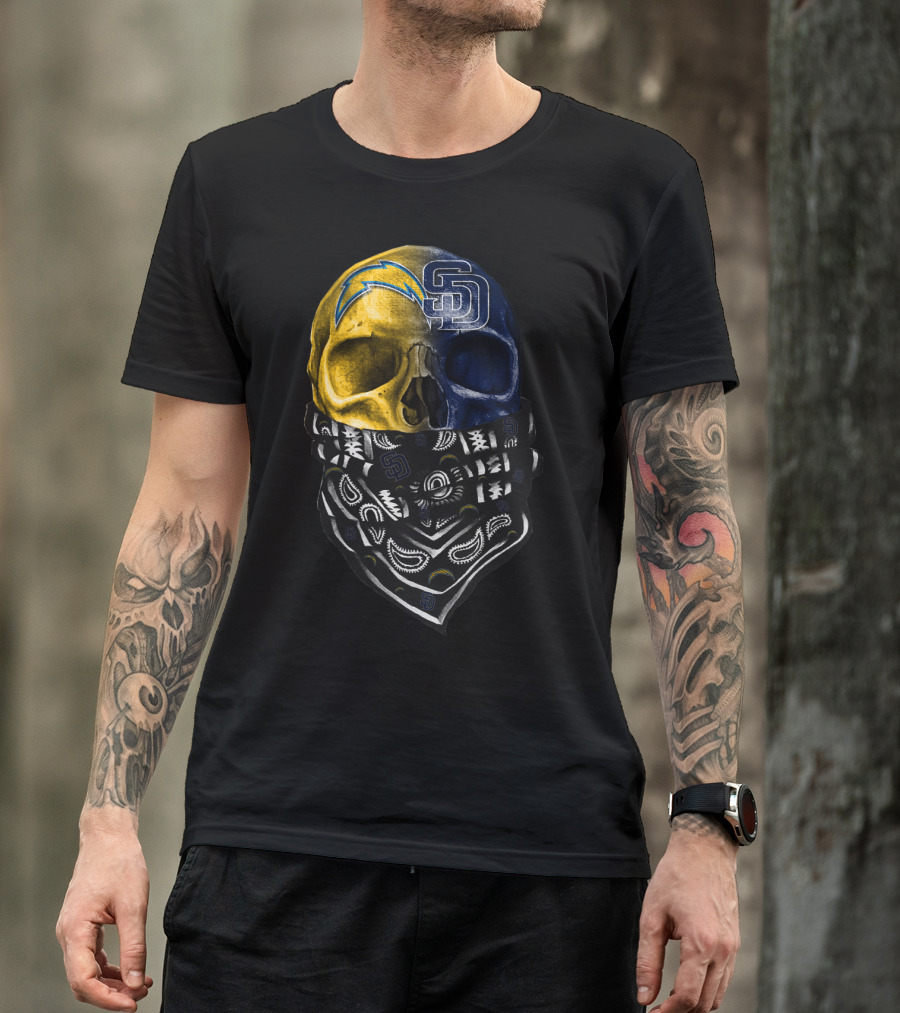 Chargers Padres Skull Bandana T-Shirt