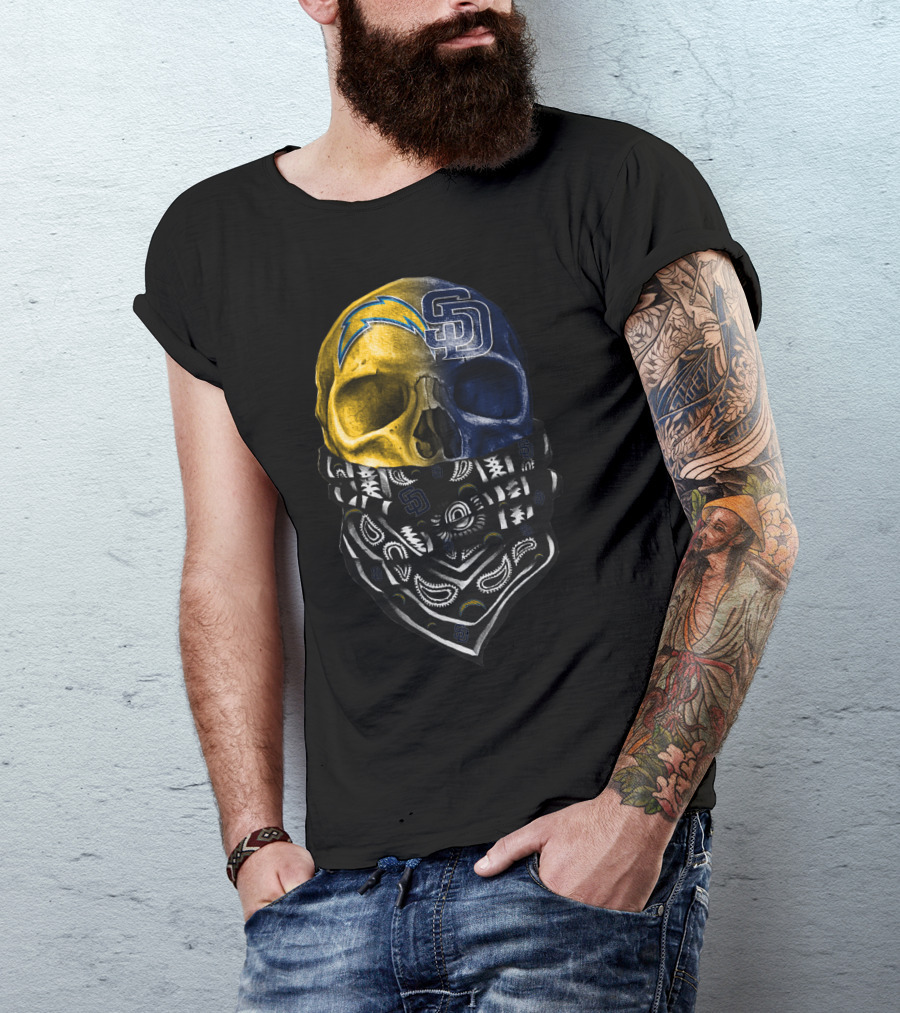 Chargers Padres Skull Bandana T-Shirt
