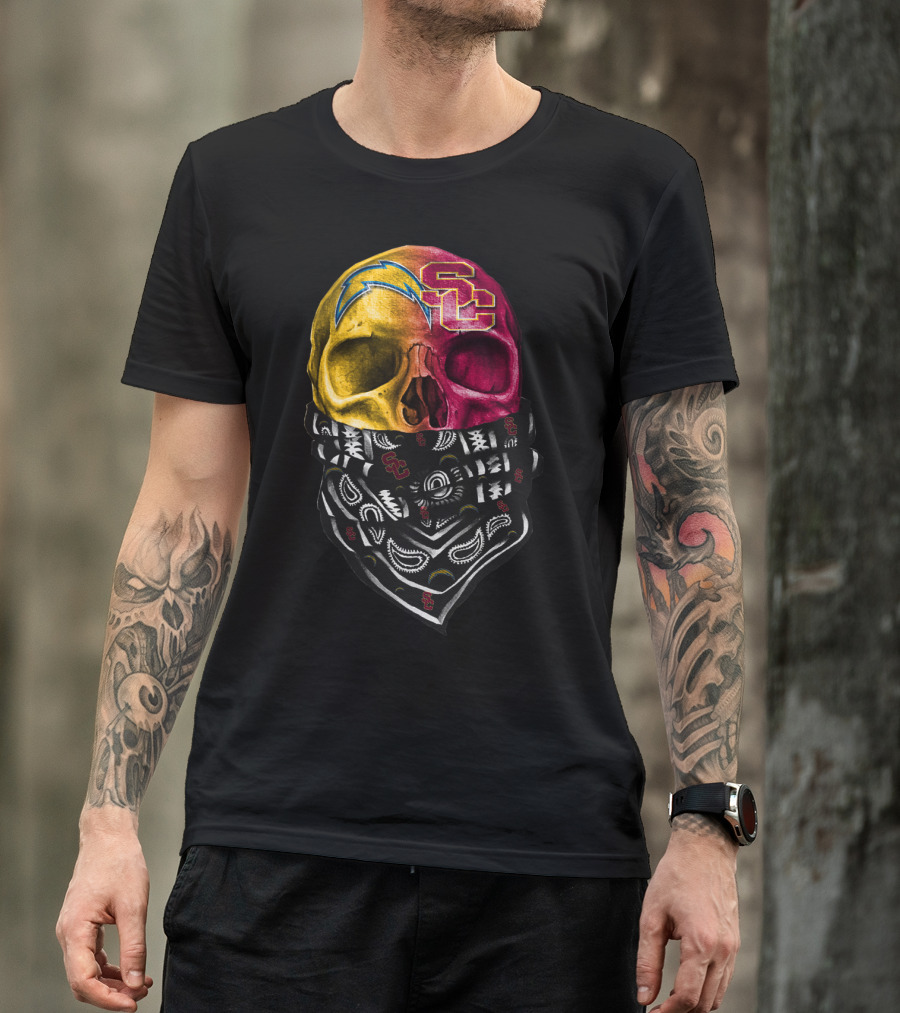 Sku 035 Usc Chargers Skull Bandana T-Shirt