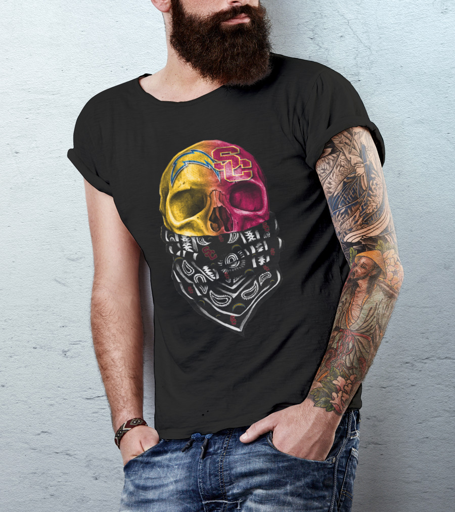 Sku 035 Usc Chargers Skull Bandana T-Shirt