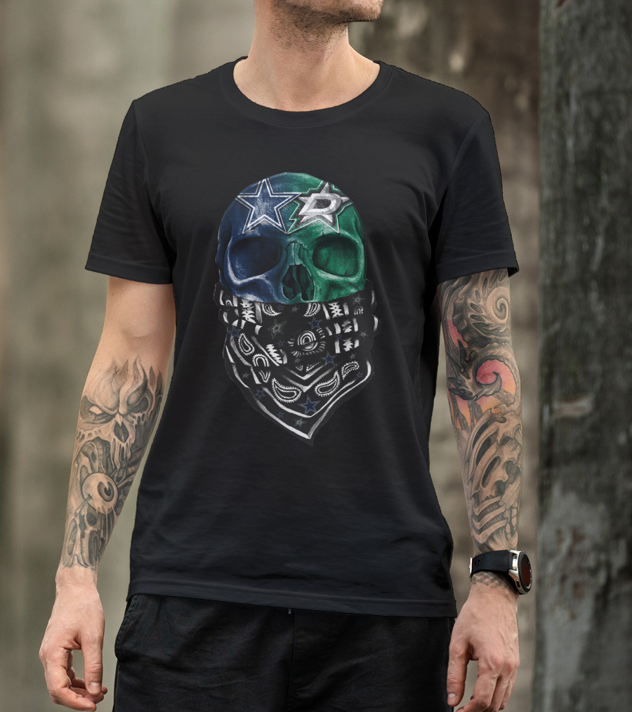 Dallas Stars Skull Bandana Design Sku 045 T-Shirt