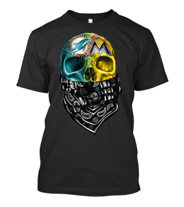 Miami Dolphins Marlins Skull Bandana T-Shirt