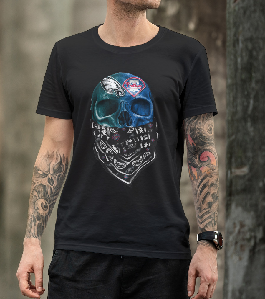 Philadelphia Eagles Phillies Skull Bandana T-Shirt