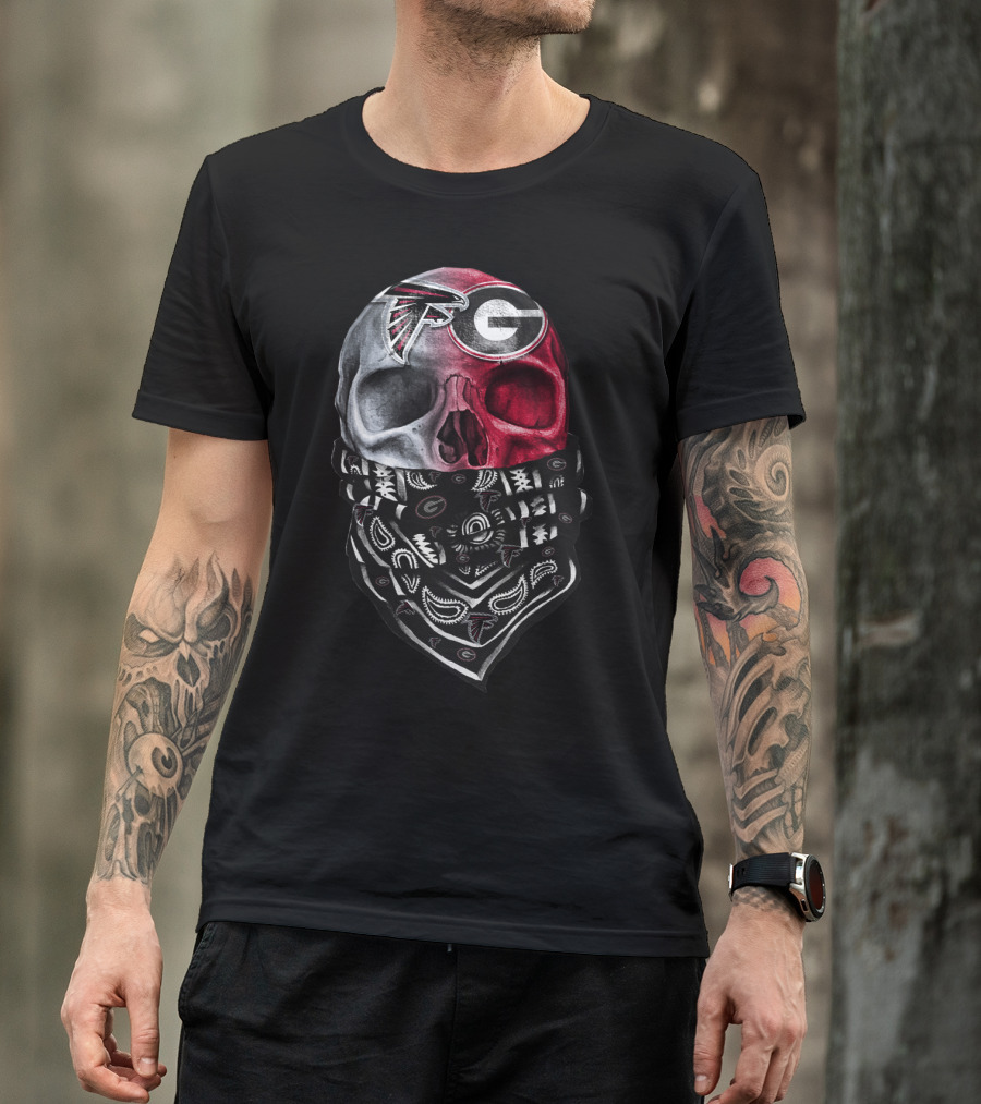 Falcons Georgia Bulldogs Skull Bandana T-Shirt