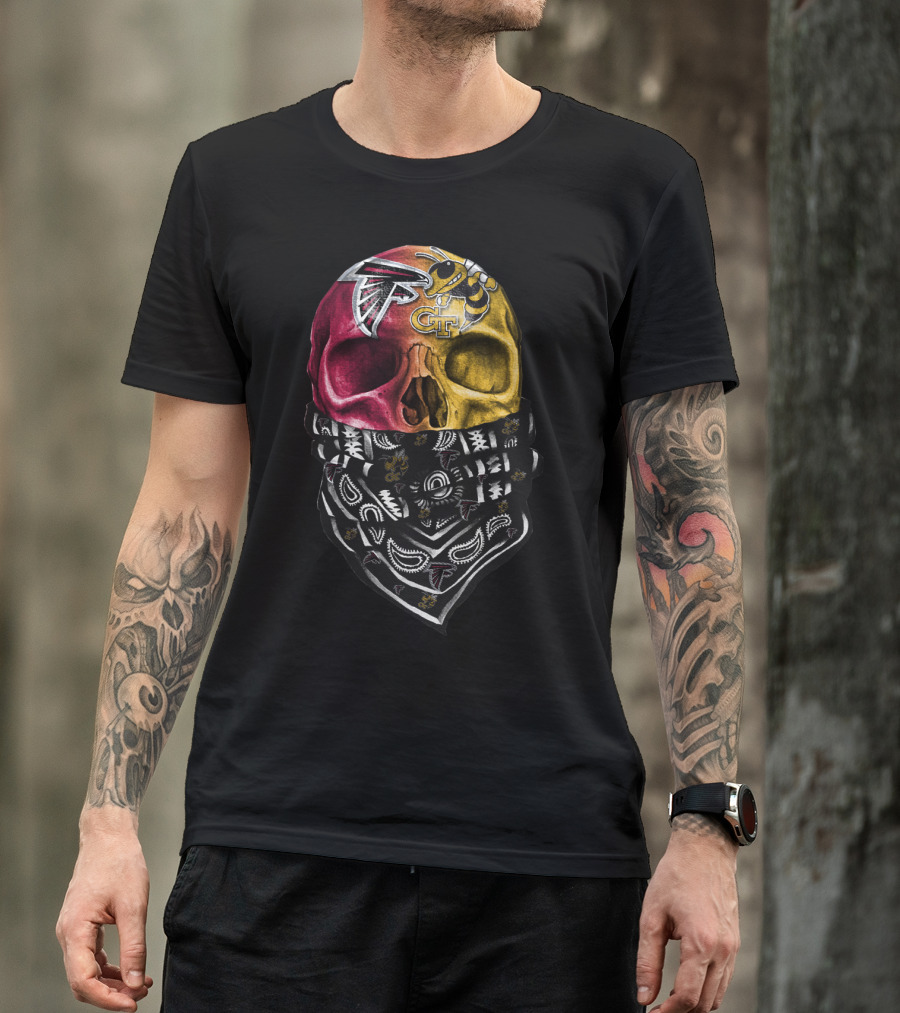 Atlanta Falcons Georgia Tech Yellow Jackets Skull Bandana T-Shirt