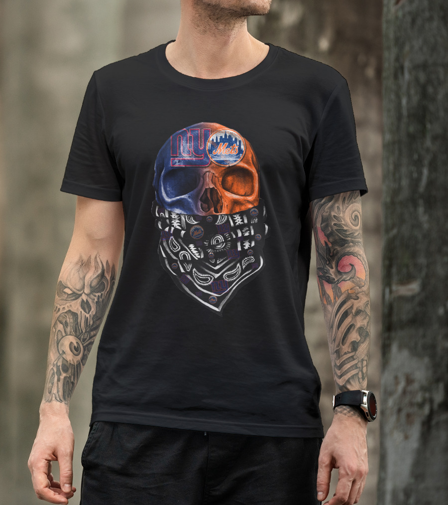 Ny Giants Mets Skull Bandana T-Shirt