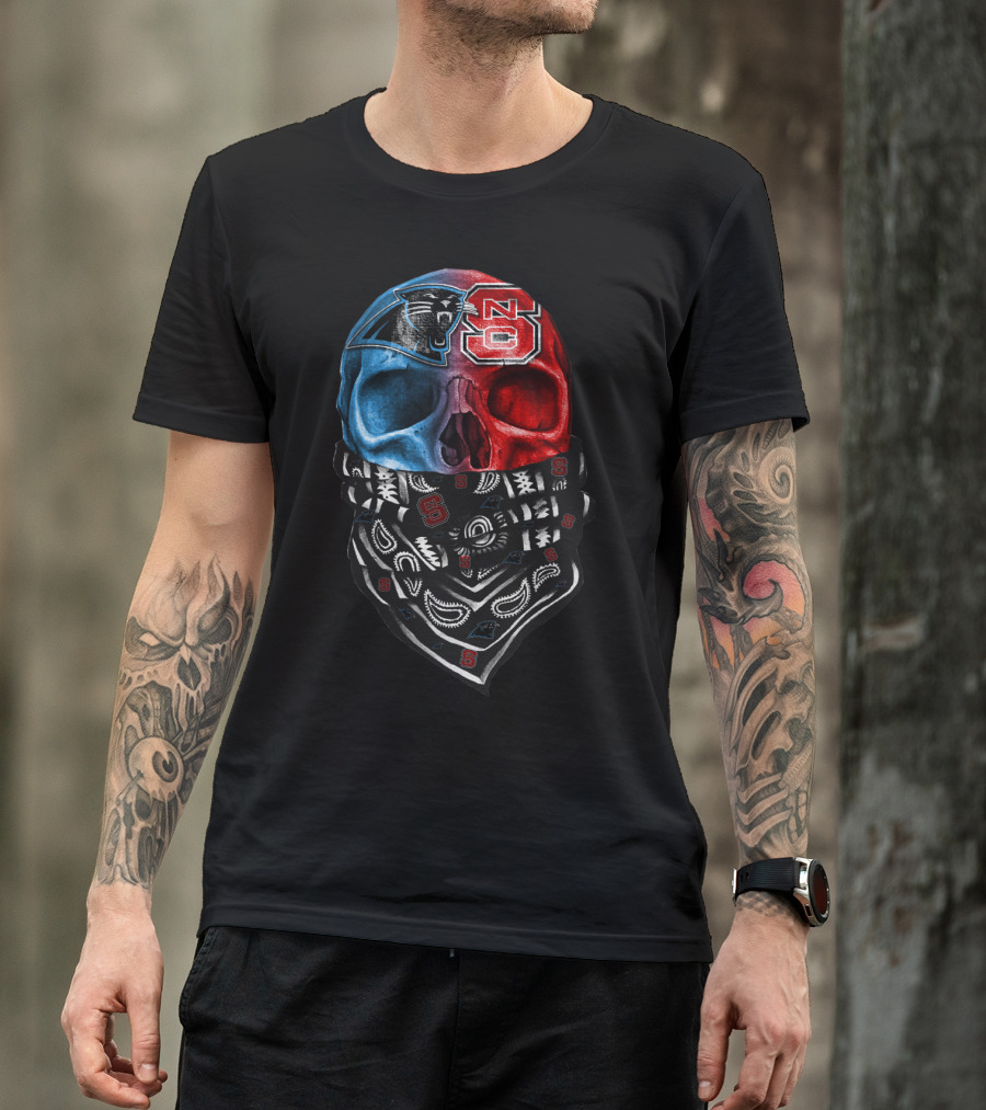 Carolina Panthers Nc State Wolfpack Skull Bandana T-Shirt