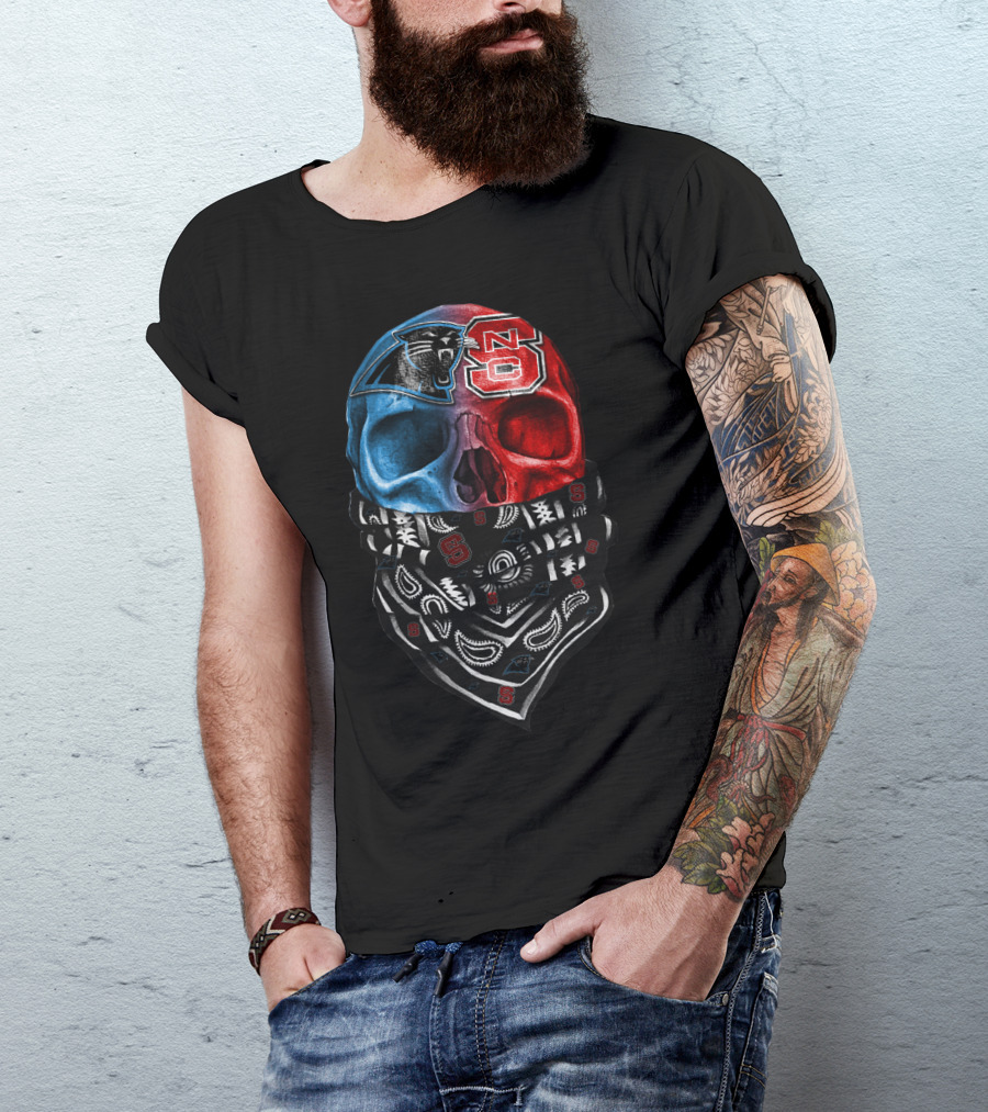 Carolina Panthers Nc State Wolfpack Skull Bandana T-Shirt