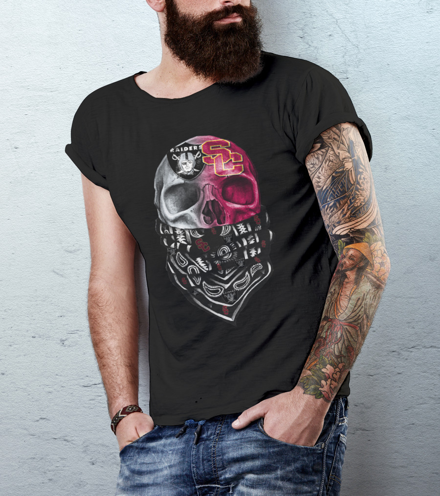 Raiders Usc Skull Bandana T-Shirt