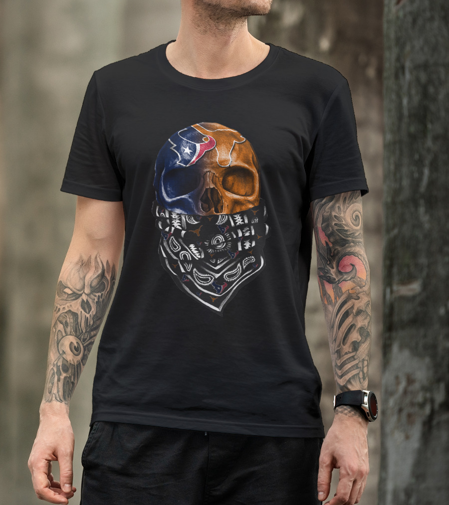 Texas Football Skull With Bandana T-Shirt