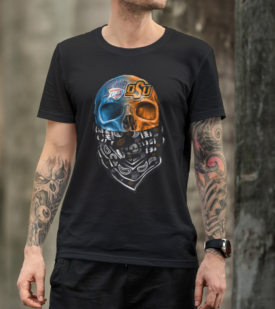 Okc Thunder Osu Skull Bandana T-Shirt