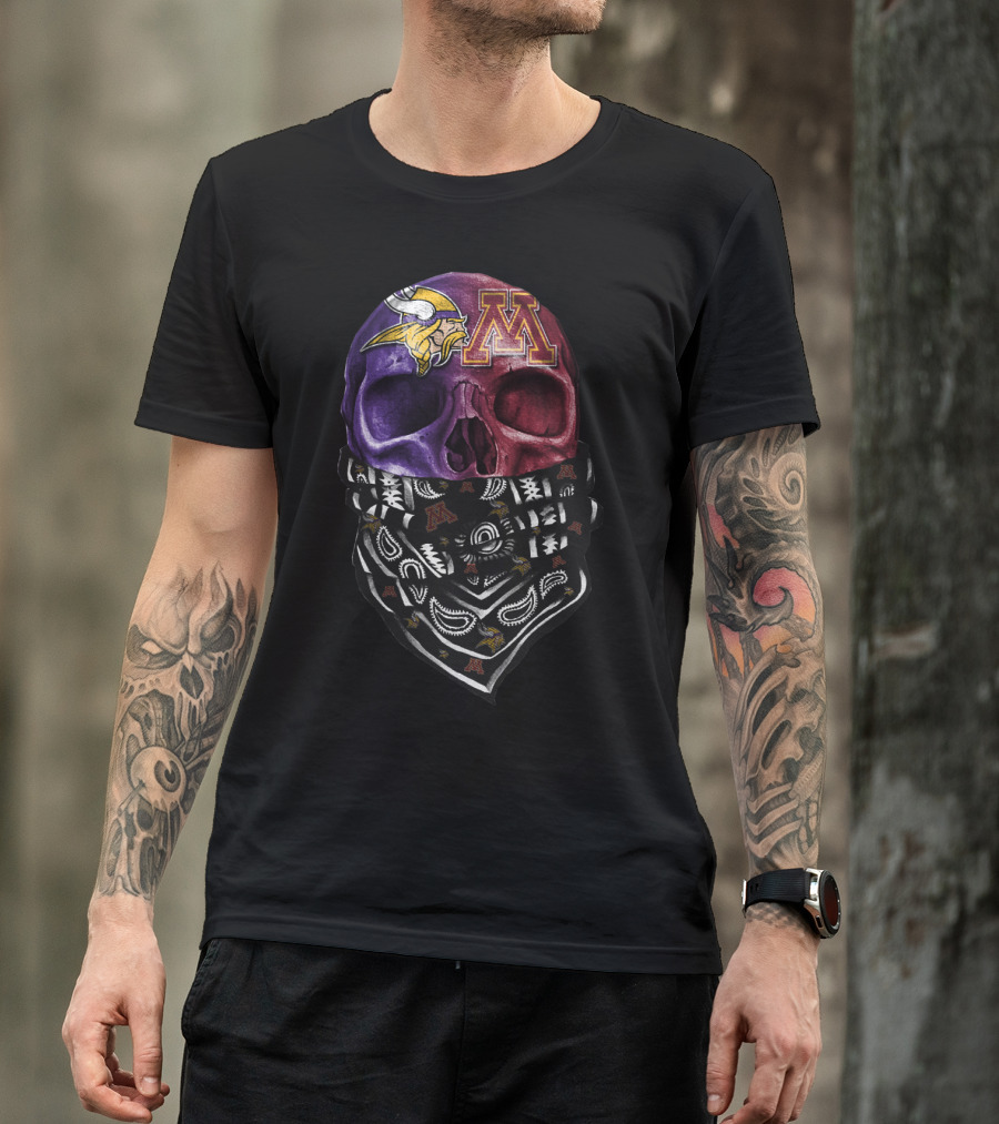 Vikings Gophers Skull Bandana T-Shirt