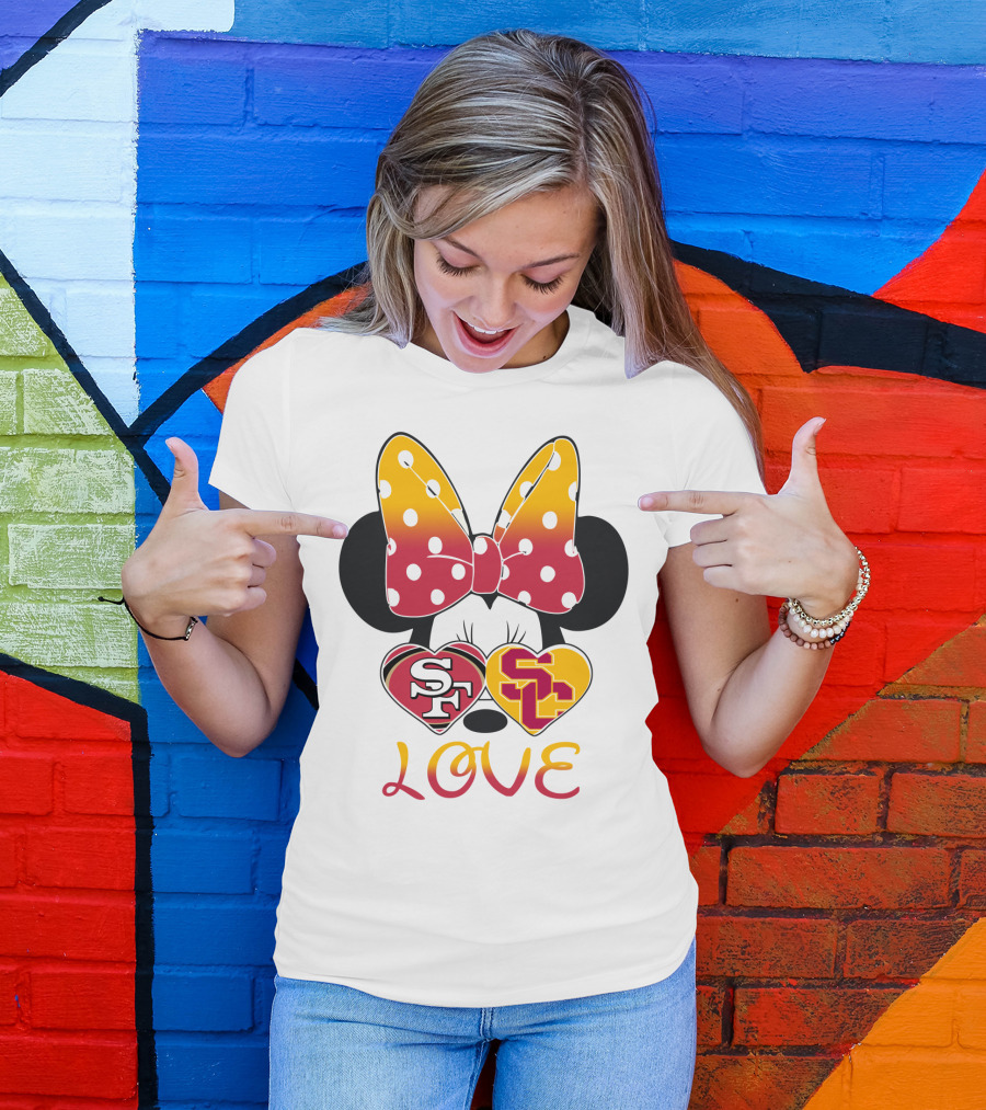 Sf Sc Love Minnie Mouse Bow And Hearts T-Shirt