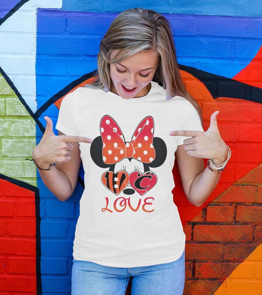 Love Minnie Polka Dot Bow C And B Stripes Hearts T-Shirt
